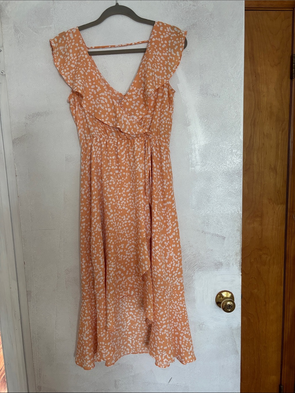 Socialite Peach and White Floral High-Low Dress